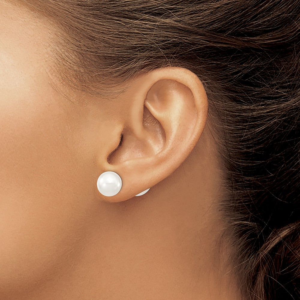Arden Majestik Sterling Silver Rhodium-plated 10-11mm and 11-12mm White with White Imitation Shell Pearl Front Back Post Earrings