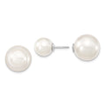 Aurum Majestik Sterling Silver Rhodium-plated 10-11mm and 14-15mm White with White Imitation Shell Pearl Front Back Post Earrings