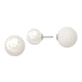Aurum Majestik Sterling Silver Rhodium-plated 11-12mm and 15-16mm White with White Imitation Shell Pearl Front Back Post Earrings