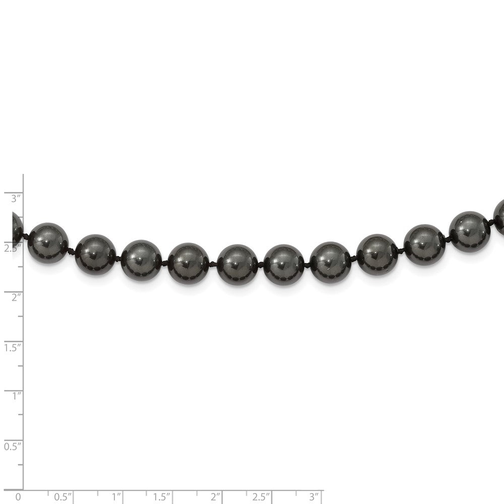 Ivory Elm Noble Valley Majestik Sterling Silver Rhodium-plated 10-11mm Black Imitation Shell Pearl Hand-knotted Necklace