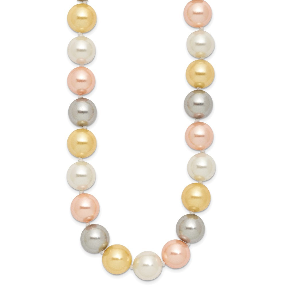 Spring Maple Amber Solstice Majestik Sterling Silver Rhodium-plated 12-13mm Multi-Color Imitation Shell Pearl Hand-knotted Necklace