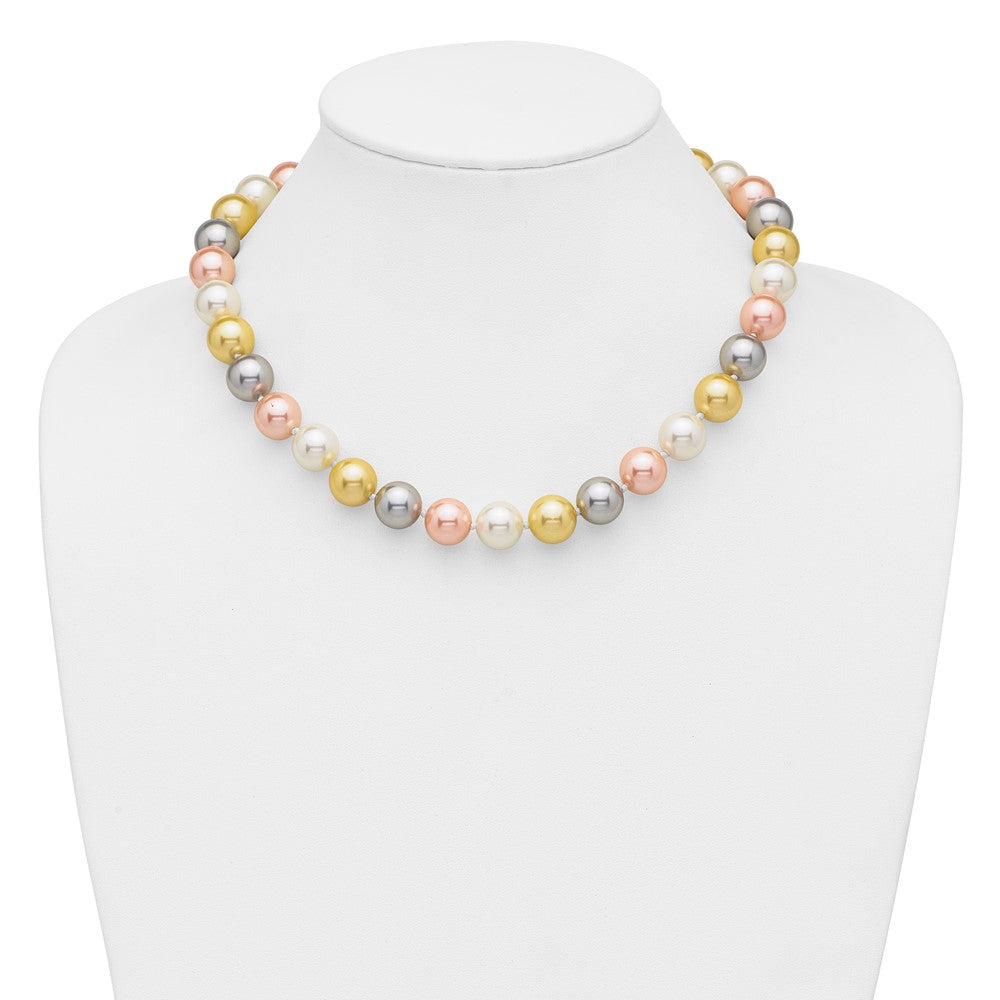 Spring Maple Amber Solstice Majestik Sterling Silver Rhodium-plated 12-13mm Multi-Color Imitation Shell Pearl Hand-knotted Necklace