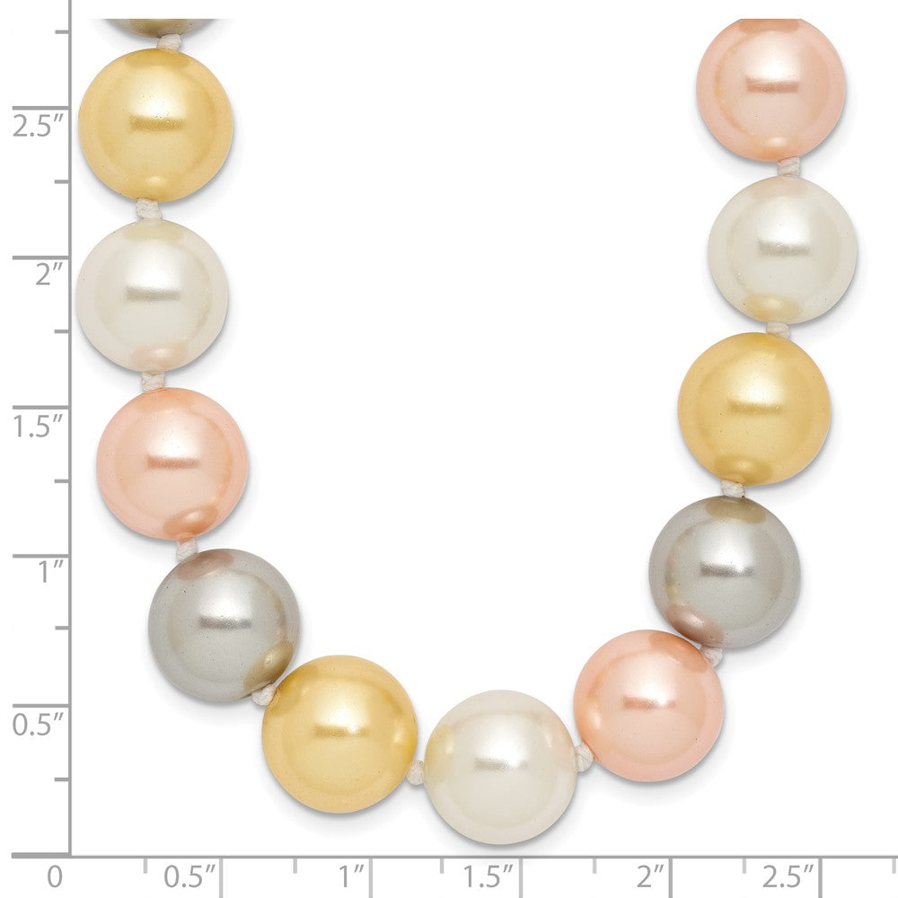 Spring Maple Amber Solstice Majestik Sterling Silver Rhodium-plated 12-13mm Multi-Color Imitation Shell Pearl Hand-knotted Necklace