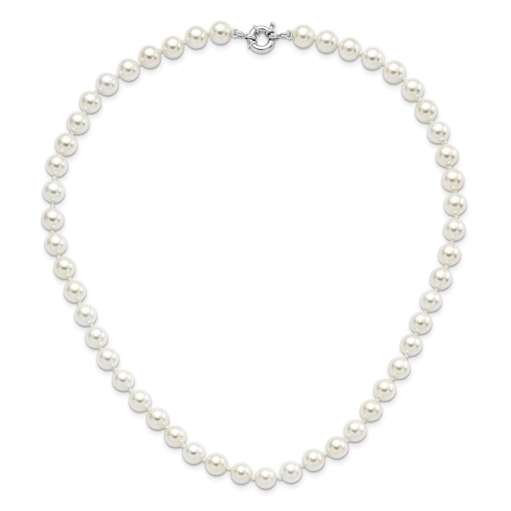 Dusk Laurel Majestik Sterling Silver Rhodium-plated 8-9mm White Imitation Shell Pearl Hand-knotted Necklace