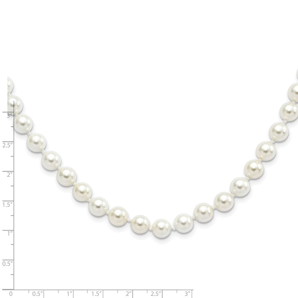 Dusk Laurel Majestik Sterling Silver Rhodium-plated 8-9mm White Imitation Shell Pearl Hand-knotted Necklace