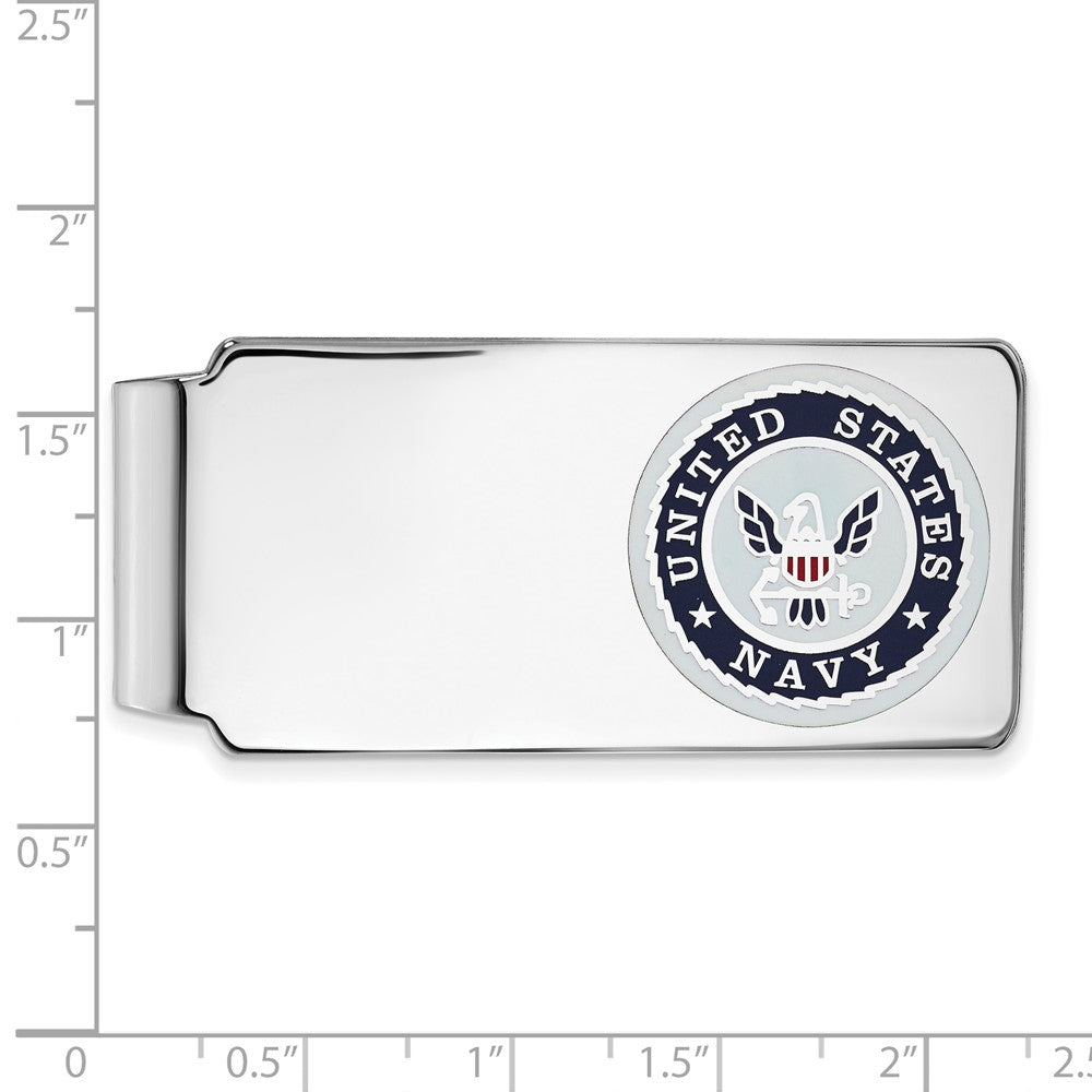 Vellum Sterling Silver Rhodium-plated U.S. Navy Money Clip