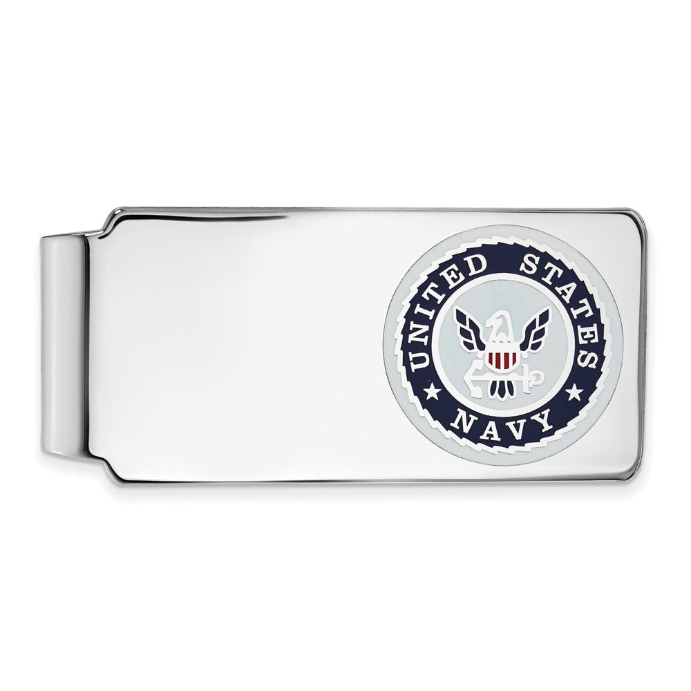 Vellum Sterling Silver Rhodium-plated U.S. Navy Money Clip