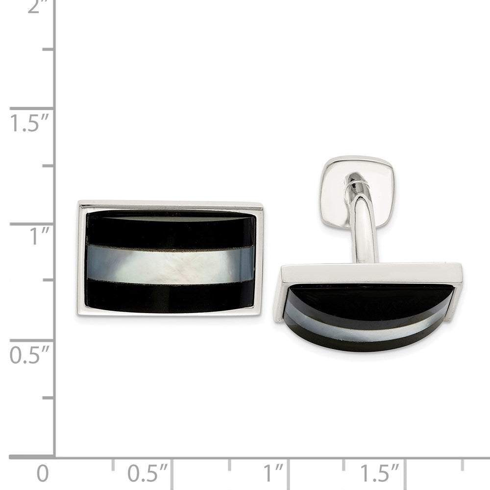 Seraph Sterling Silver Mother Of Pearl and Onyx Cufflinks