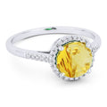 Front view diamond and citrine fashion ring white gold