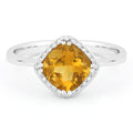 Front view diamond and citrine fashion ring white gold