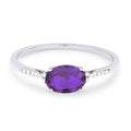 Front view diamond and amethyst fashion ring white gold