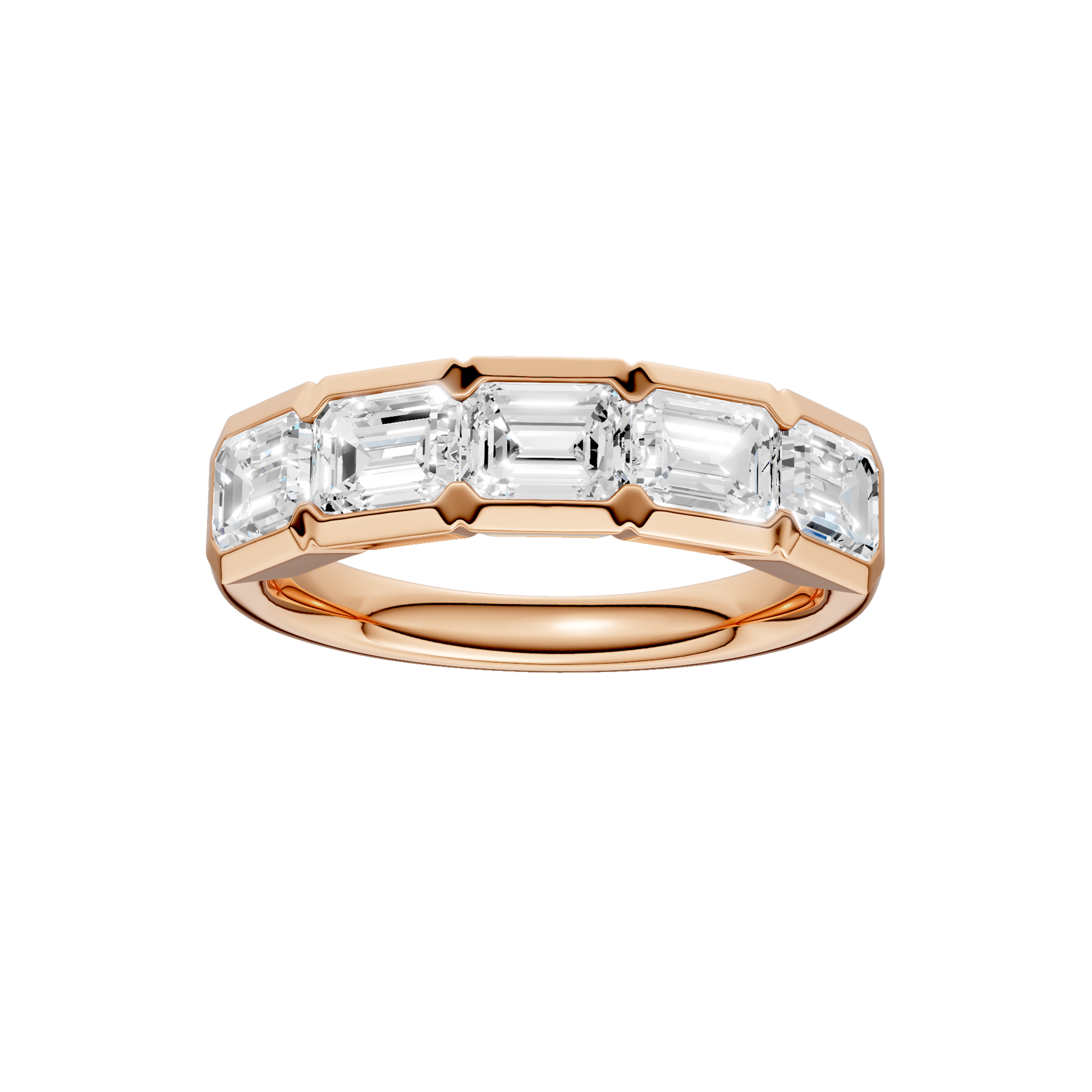 East West Bezel Set Ring(Emerald)