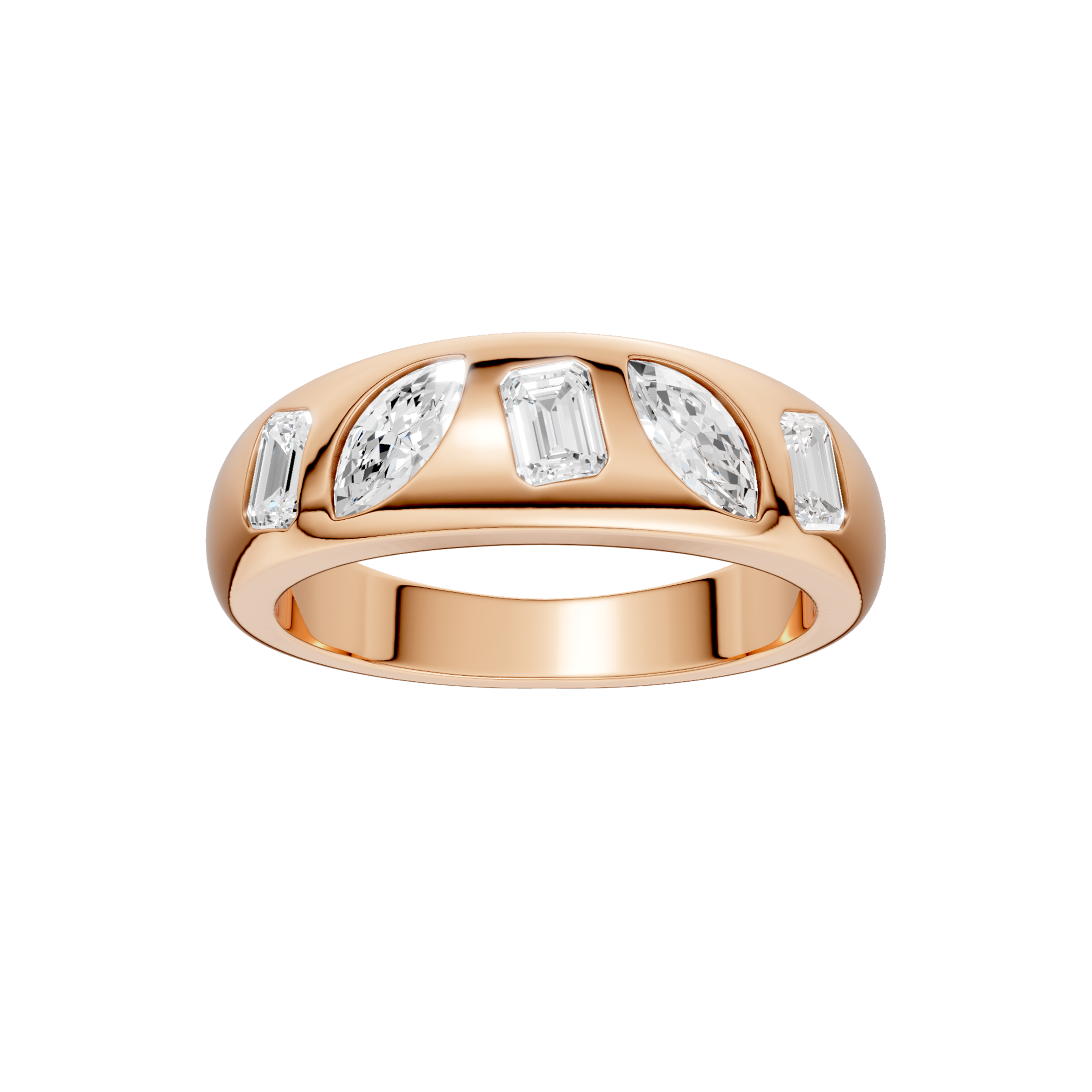 Fancy Shape Flush Set Diamond Ring(EM,MQ)