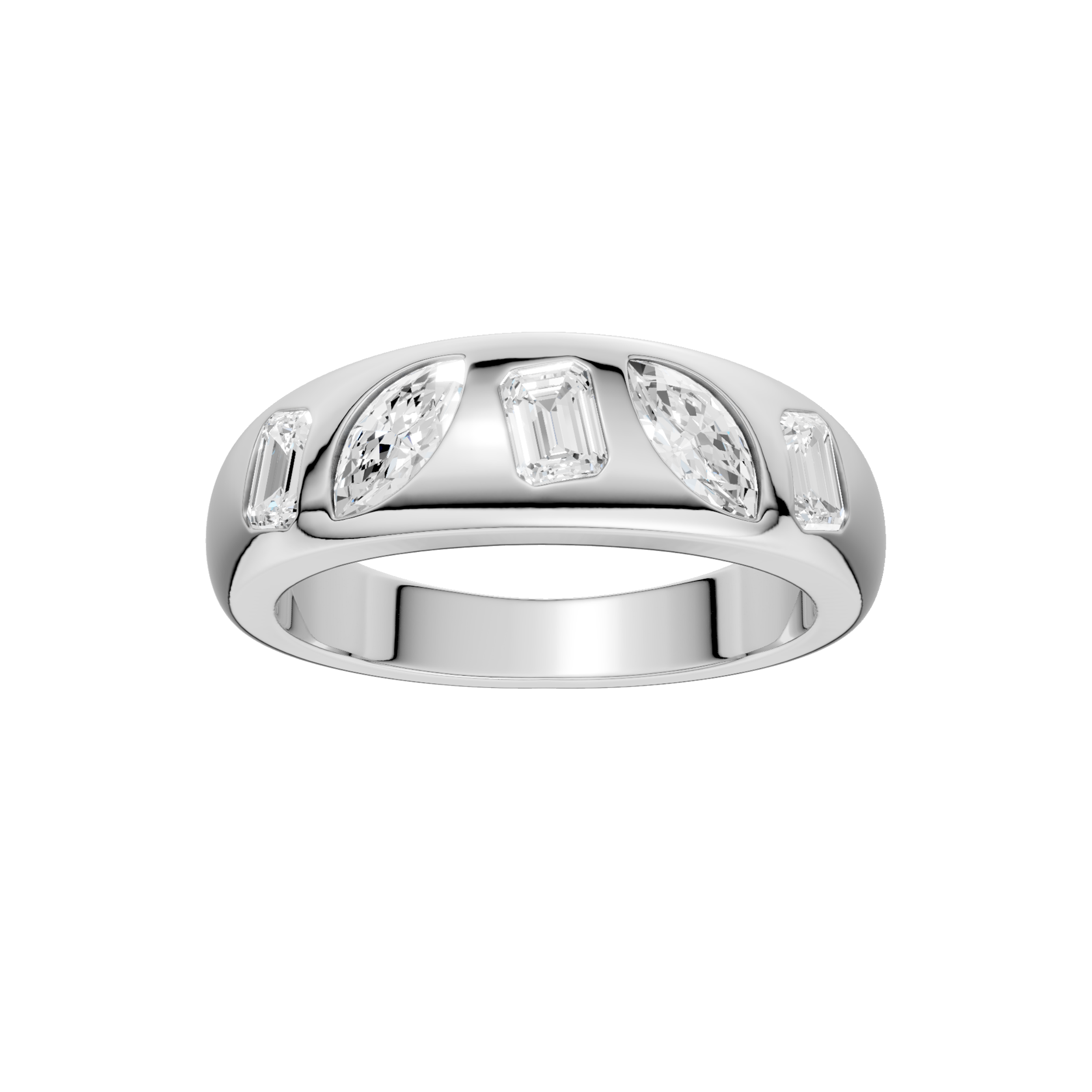 Fancy Shape Flush Set Diamond Ring(EM,MQ)