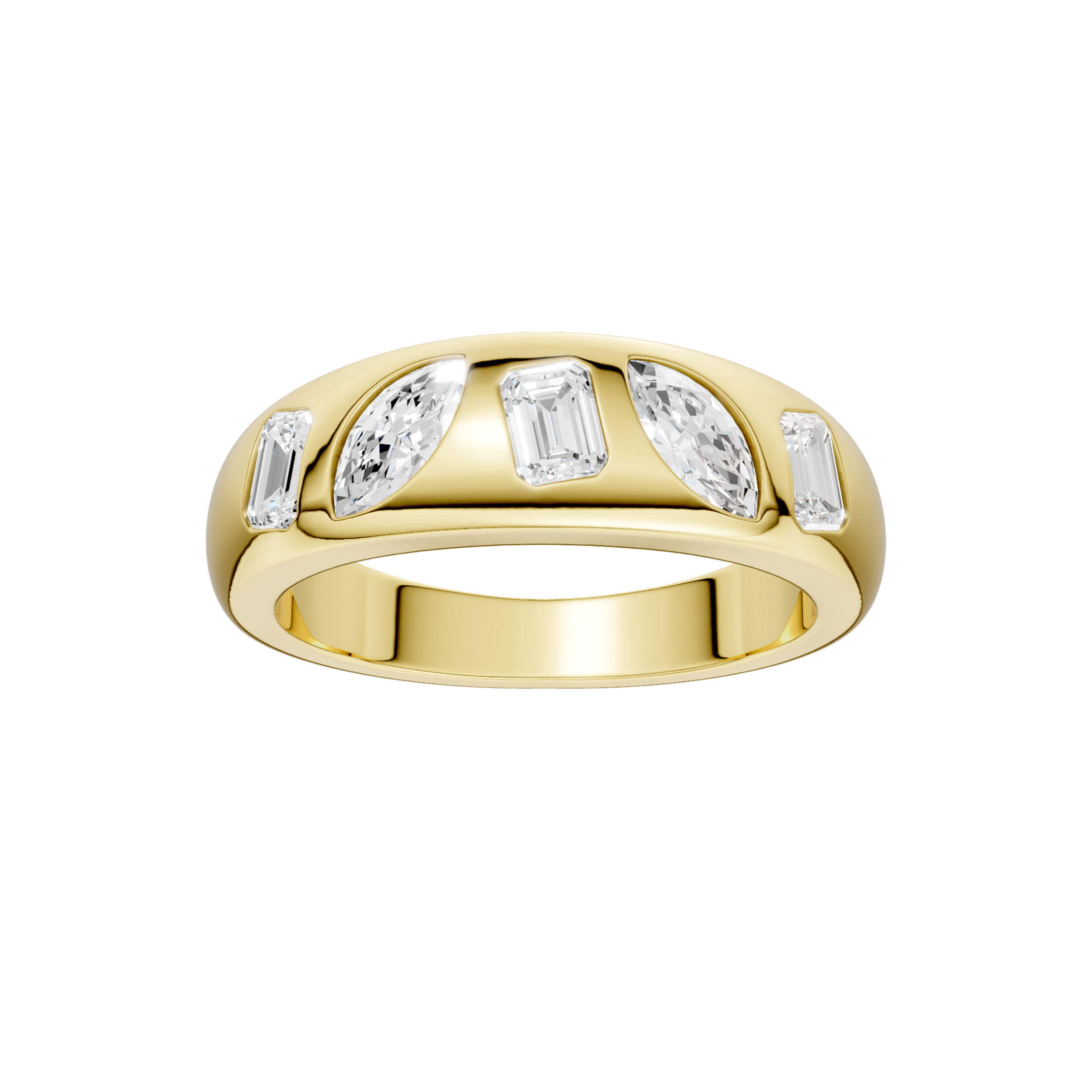 Fancy Shape Flush Set Diamond Ring(EM,MQ)