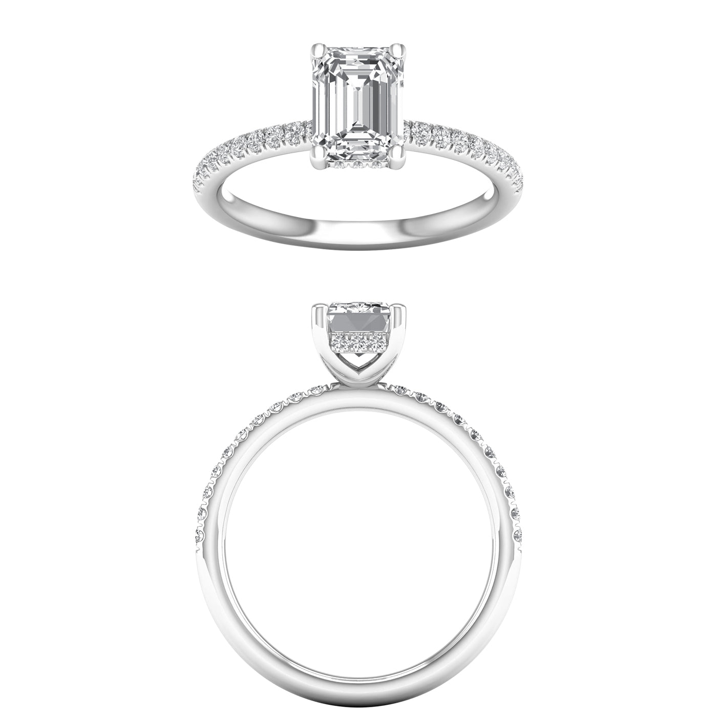Hidden Halo Engagement Ring (Emerald)