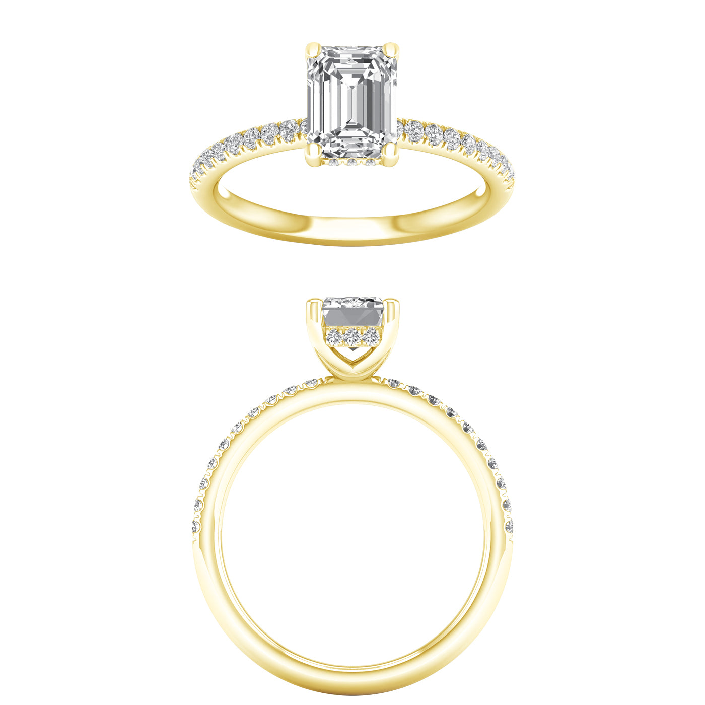 Hidden Halo Engagement Ring (Emerald)