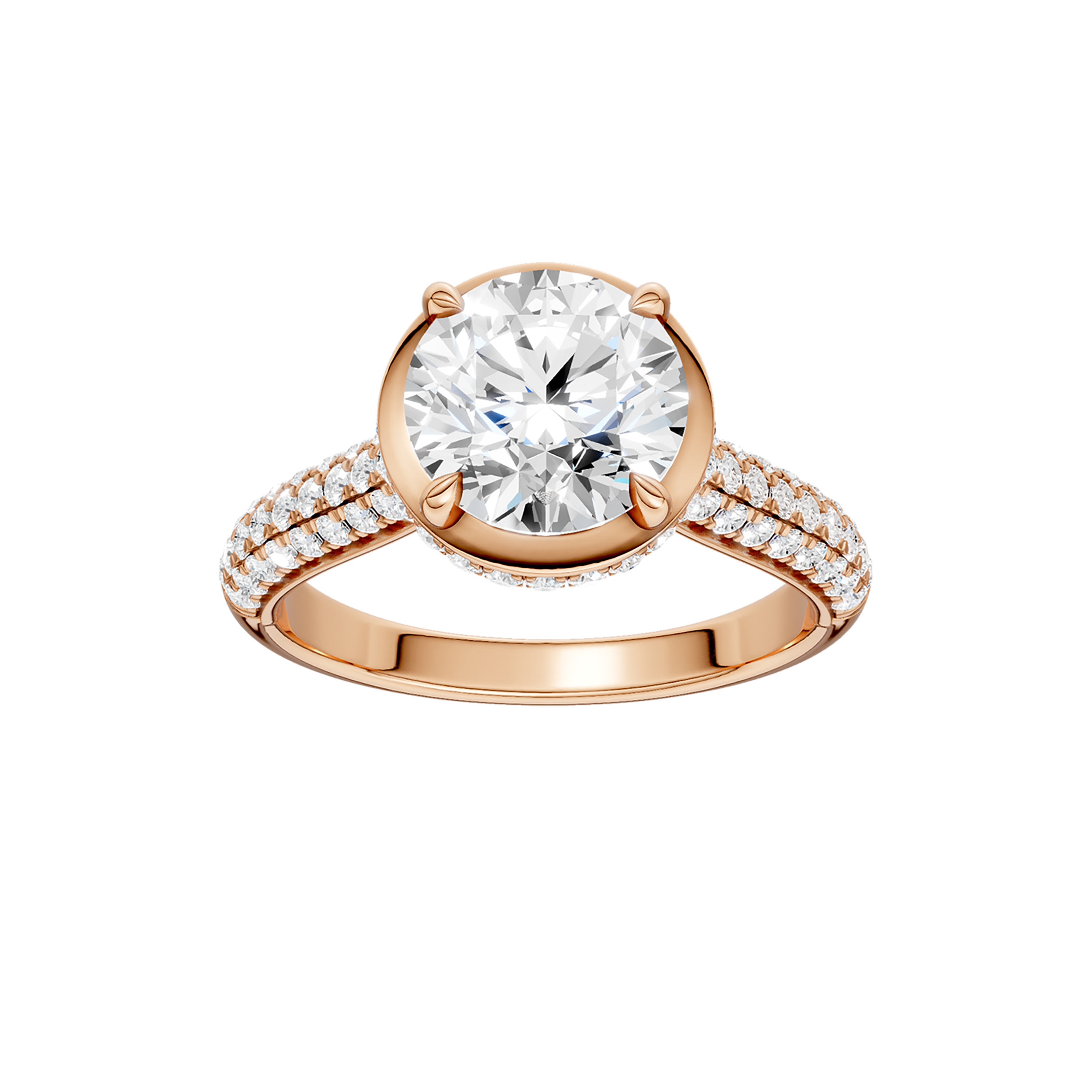 Hidden Halo Dome Shank Engagement Ring