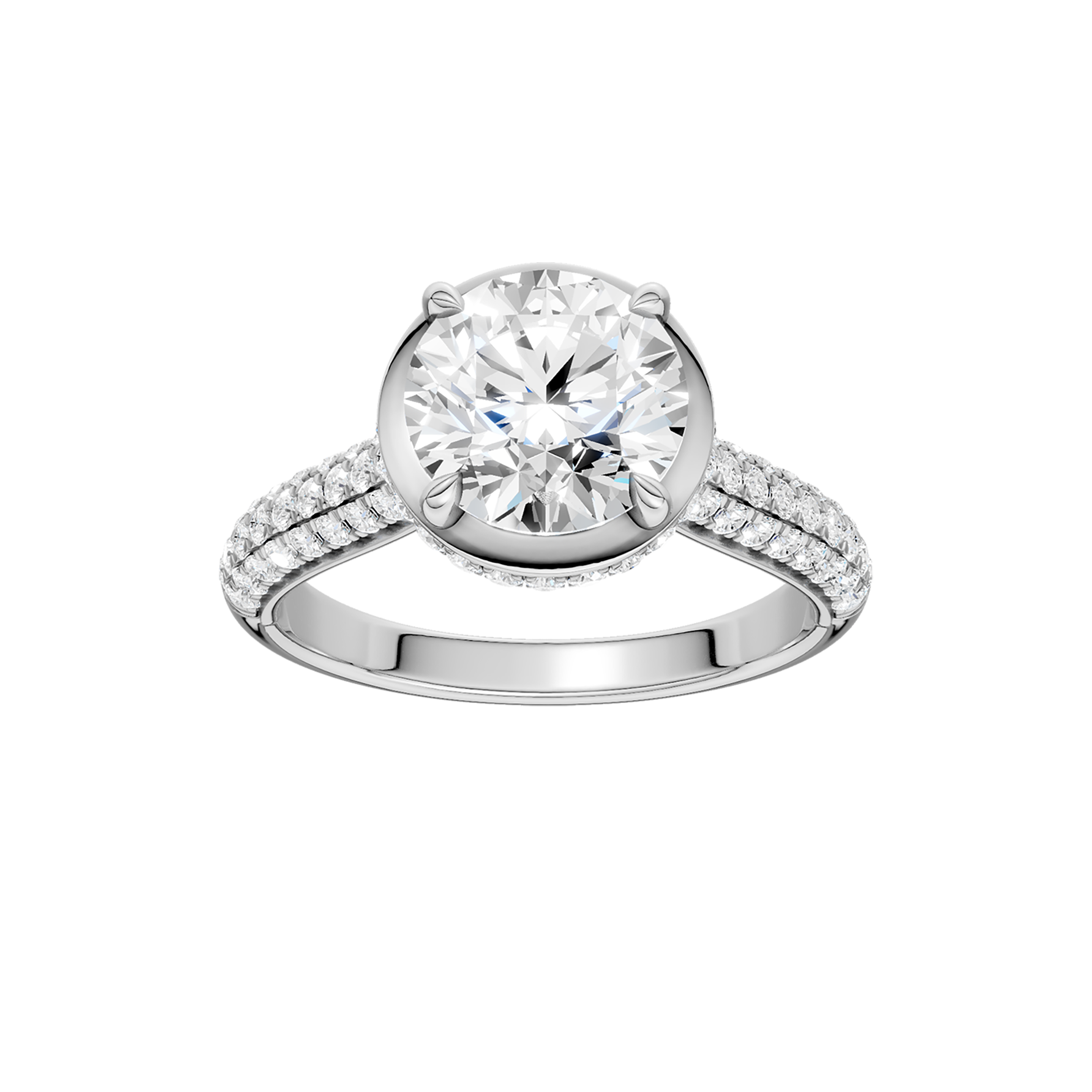 Hidden Halo Dome Shank Engagement Ring