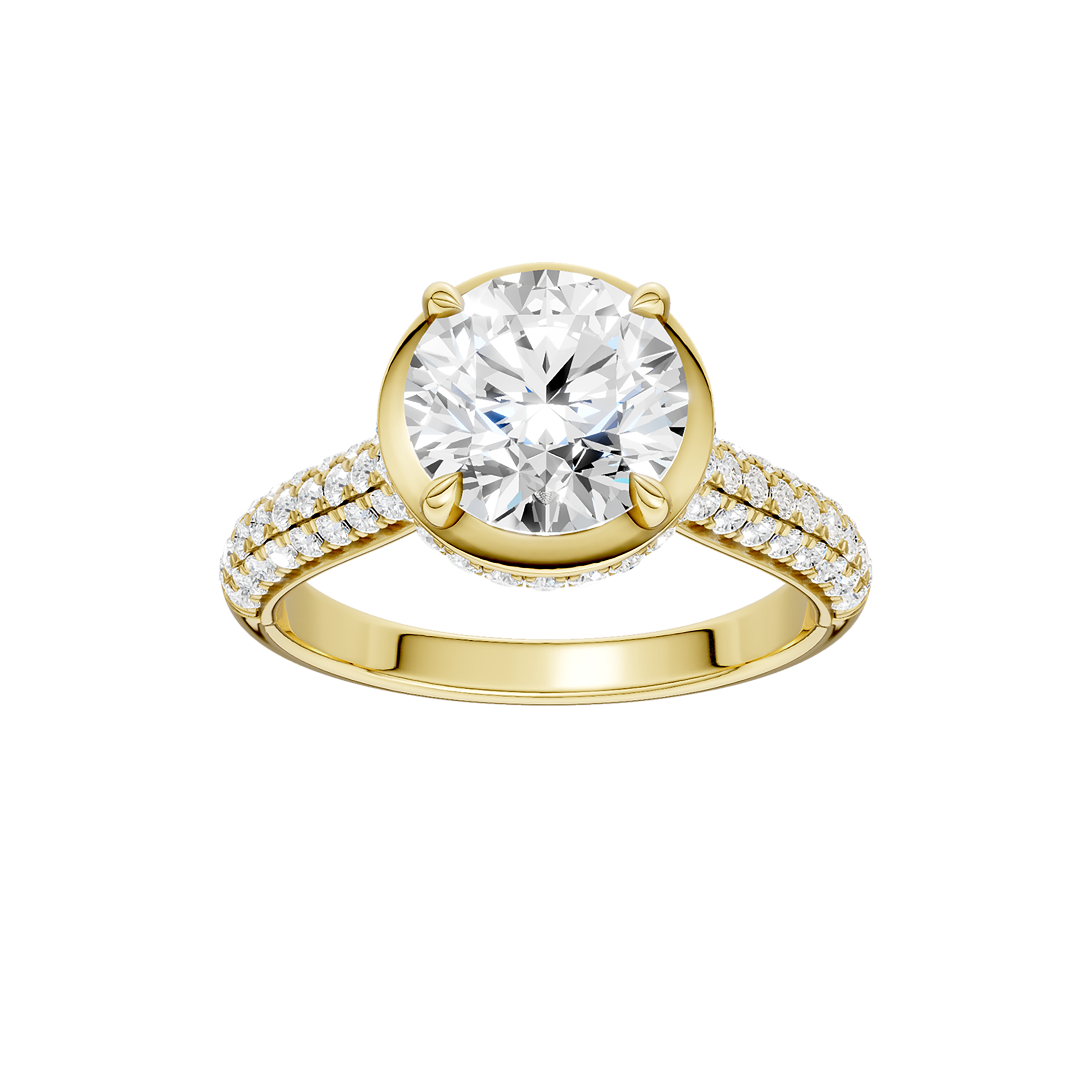 Hidden Halo Dome Shank Engagement Ring