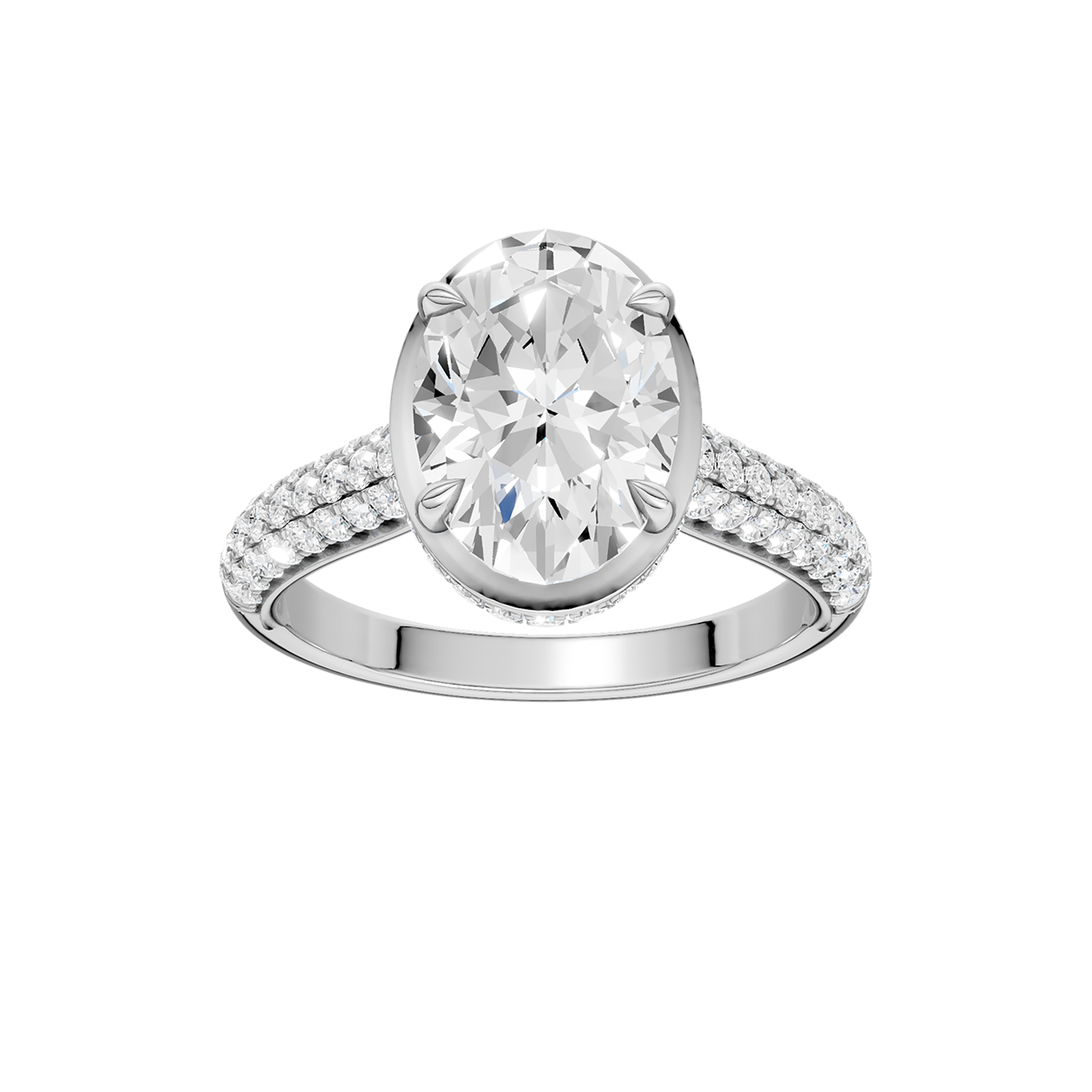 Hidden Halo Dome Shank Engagement Ring