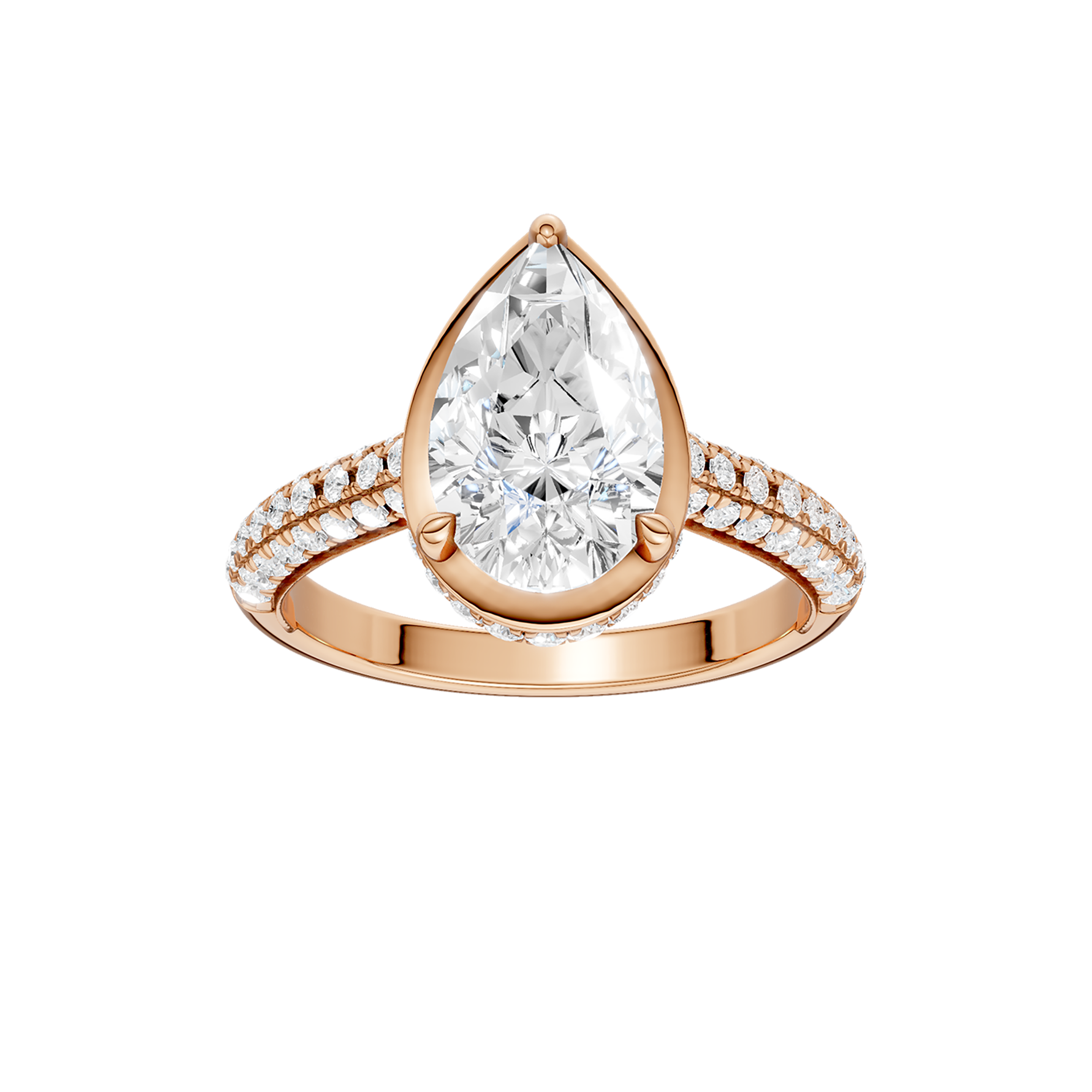 Hidden Halo Dome Shank Engagement Ring