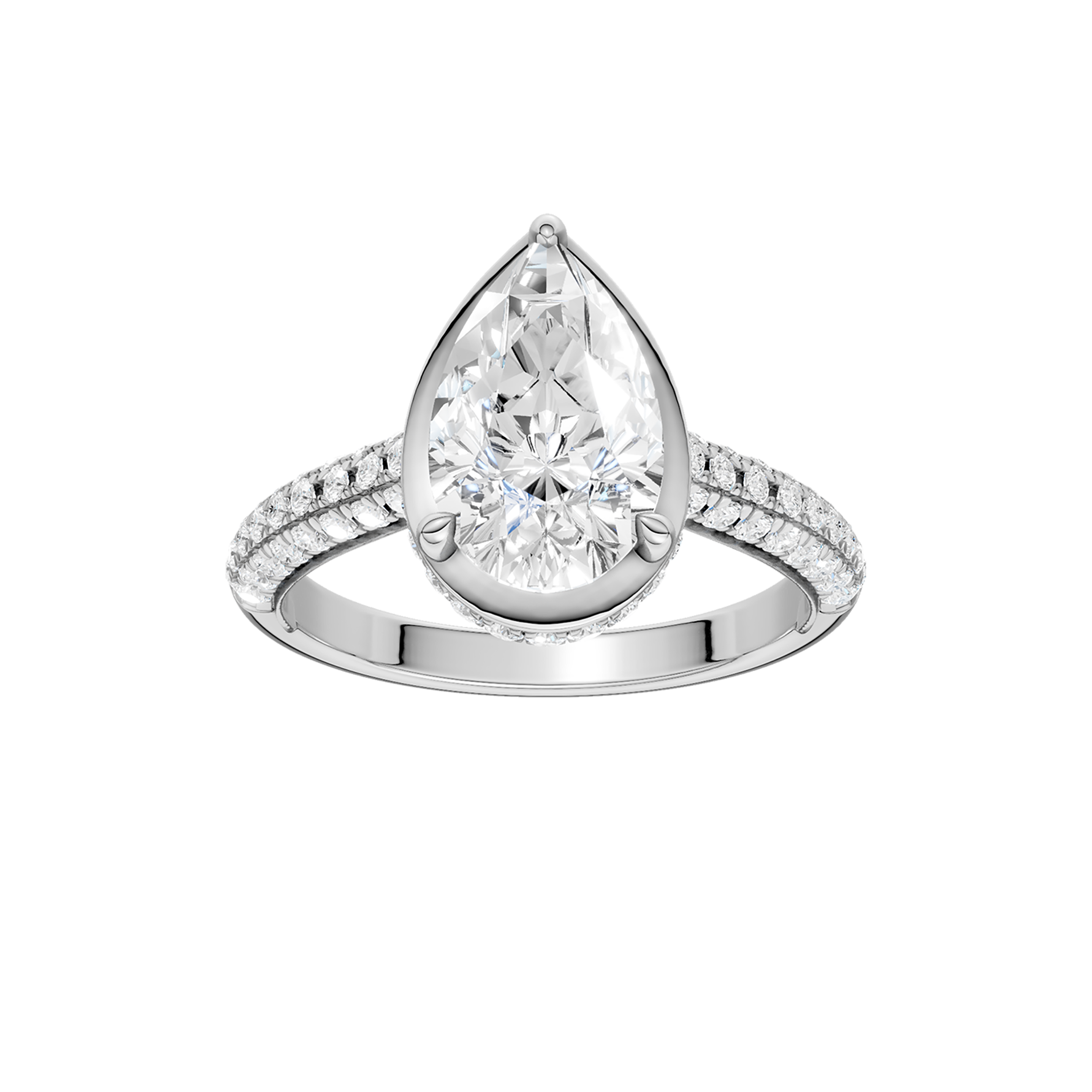 Hidden Halo Dome Shank Engagement Ring