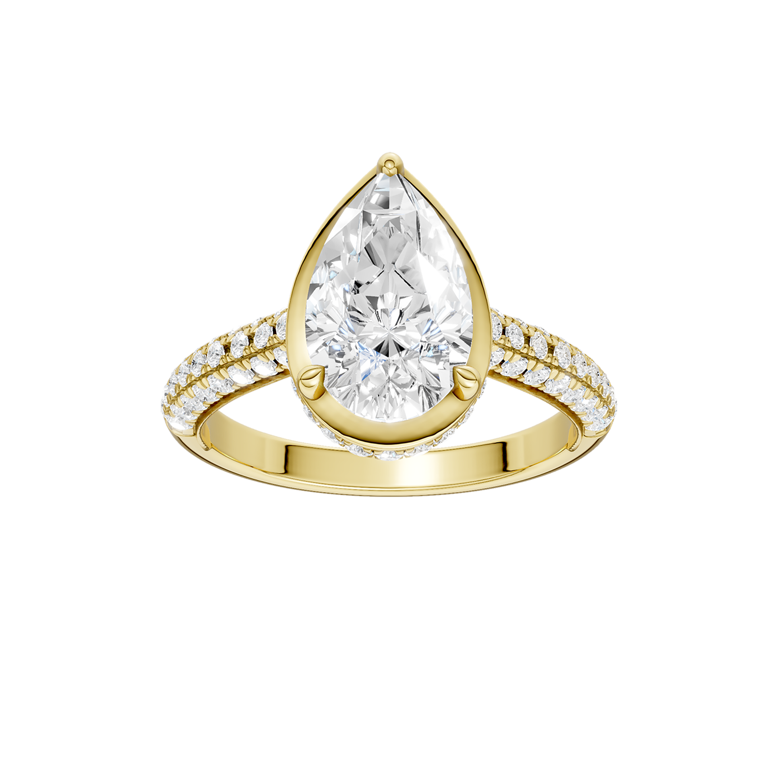 Hidden Halo Dome Shank Engagement Ring