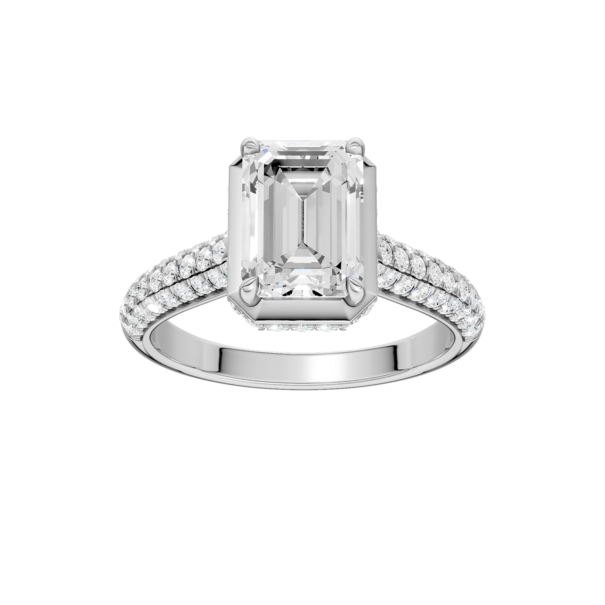Hidden Halo Dome Shank Engagement Ring