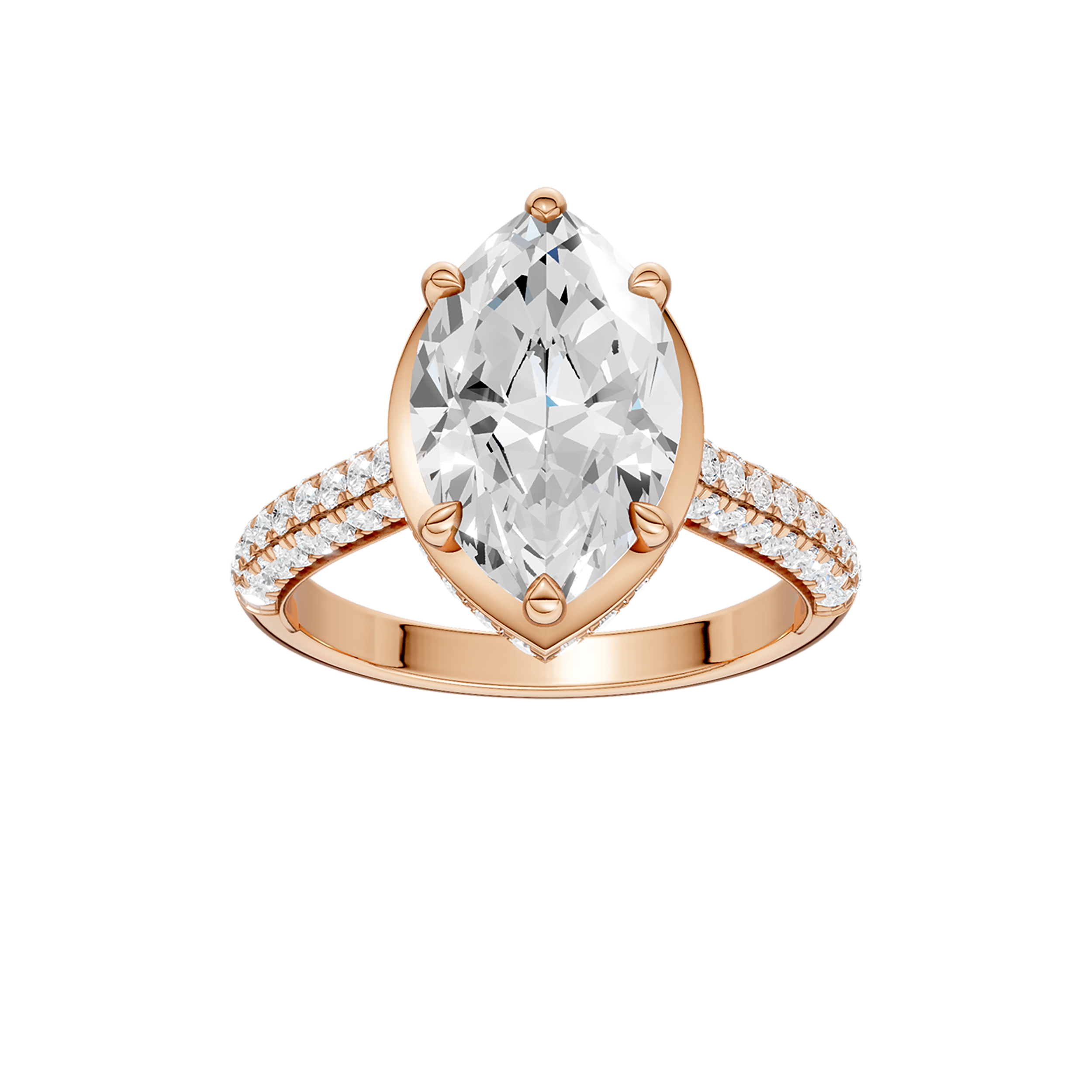 Hidden Halo Dome Shank Engagement Ring