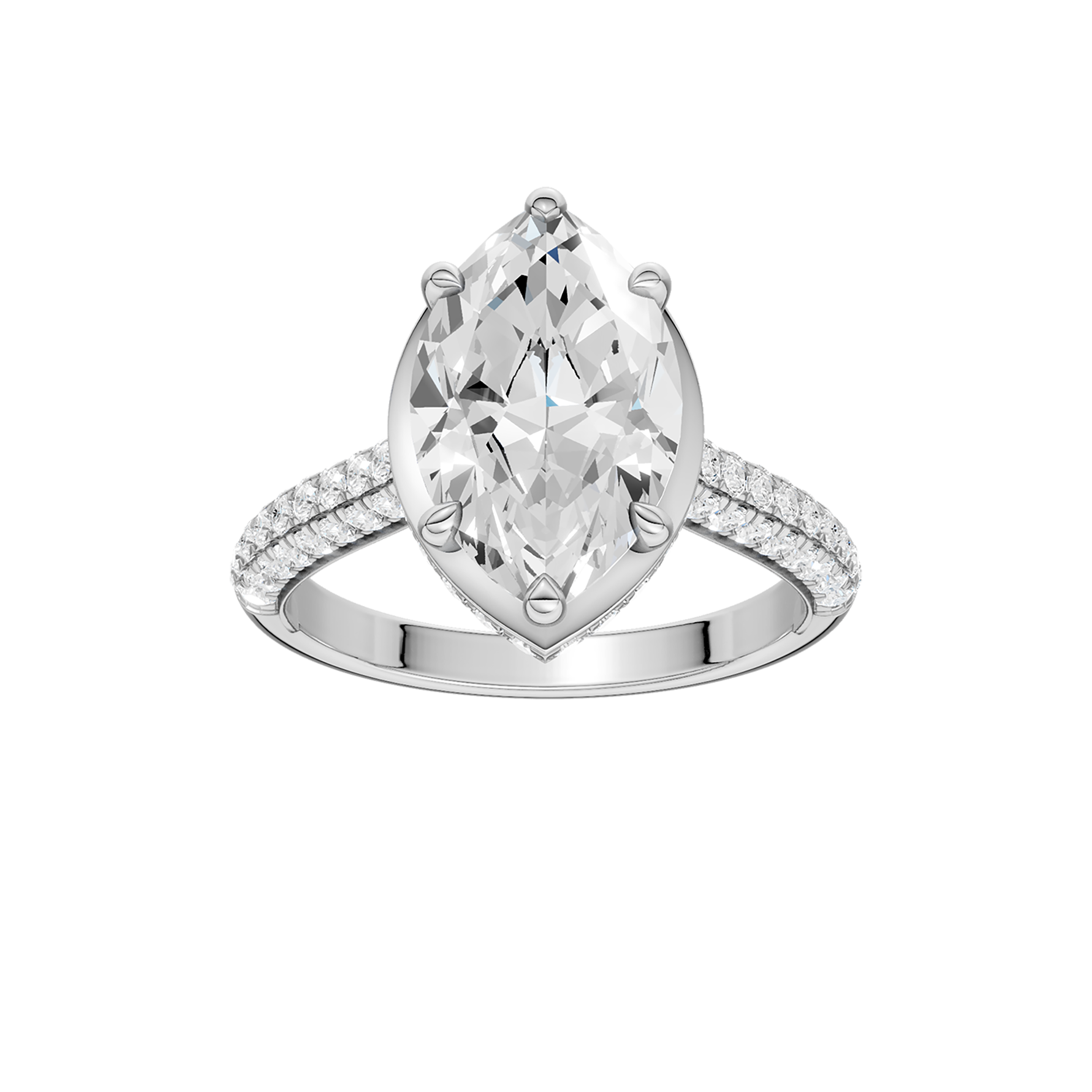 Hidden Halo Dome Shank Engagement Ring
