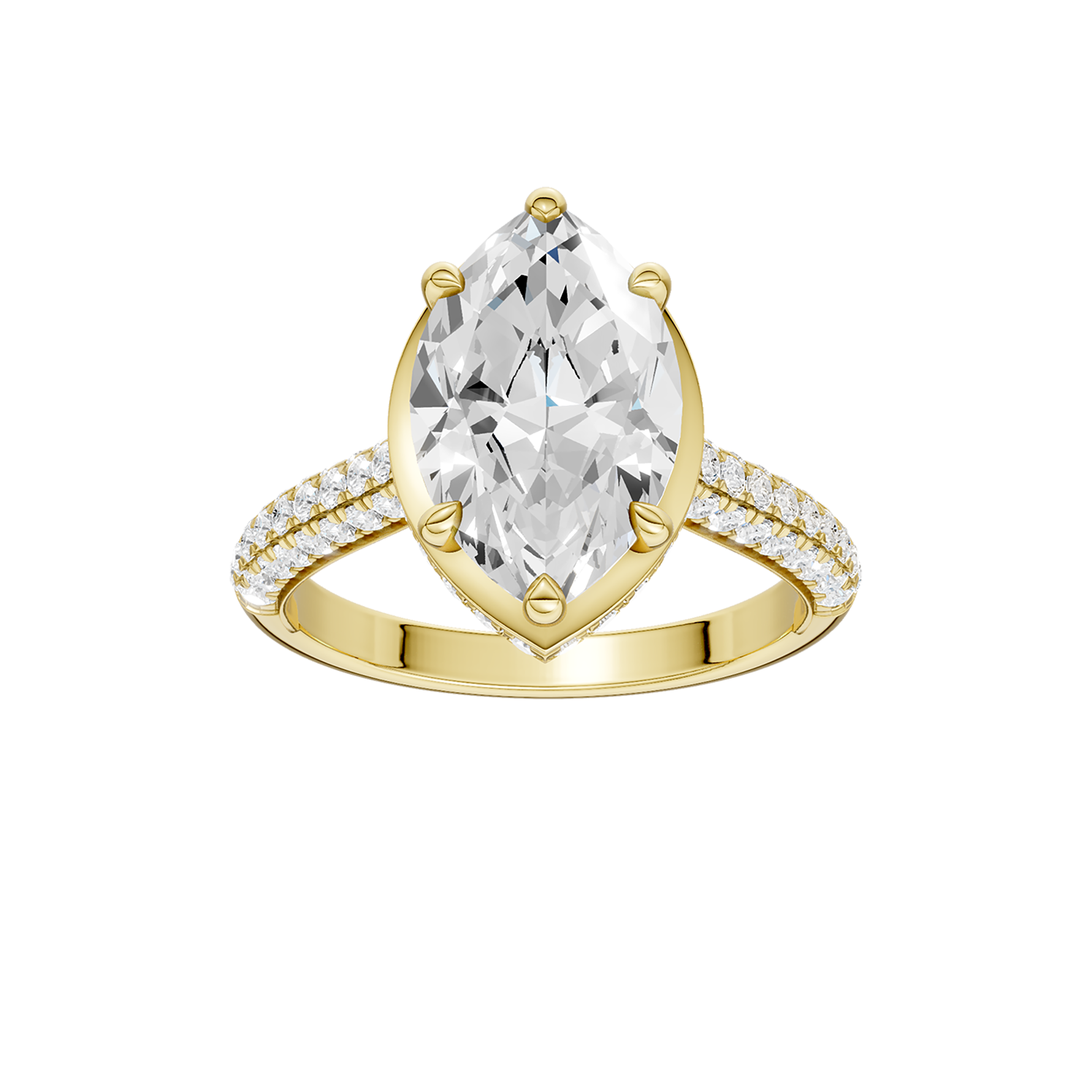 Hidden Halo Dome Shank Engagement Ring