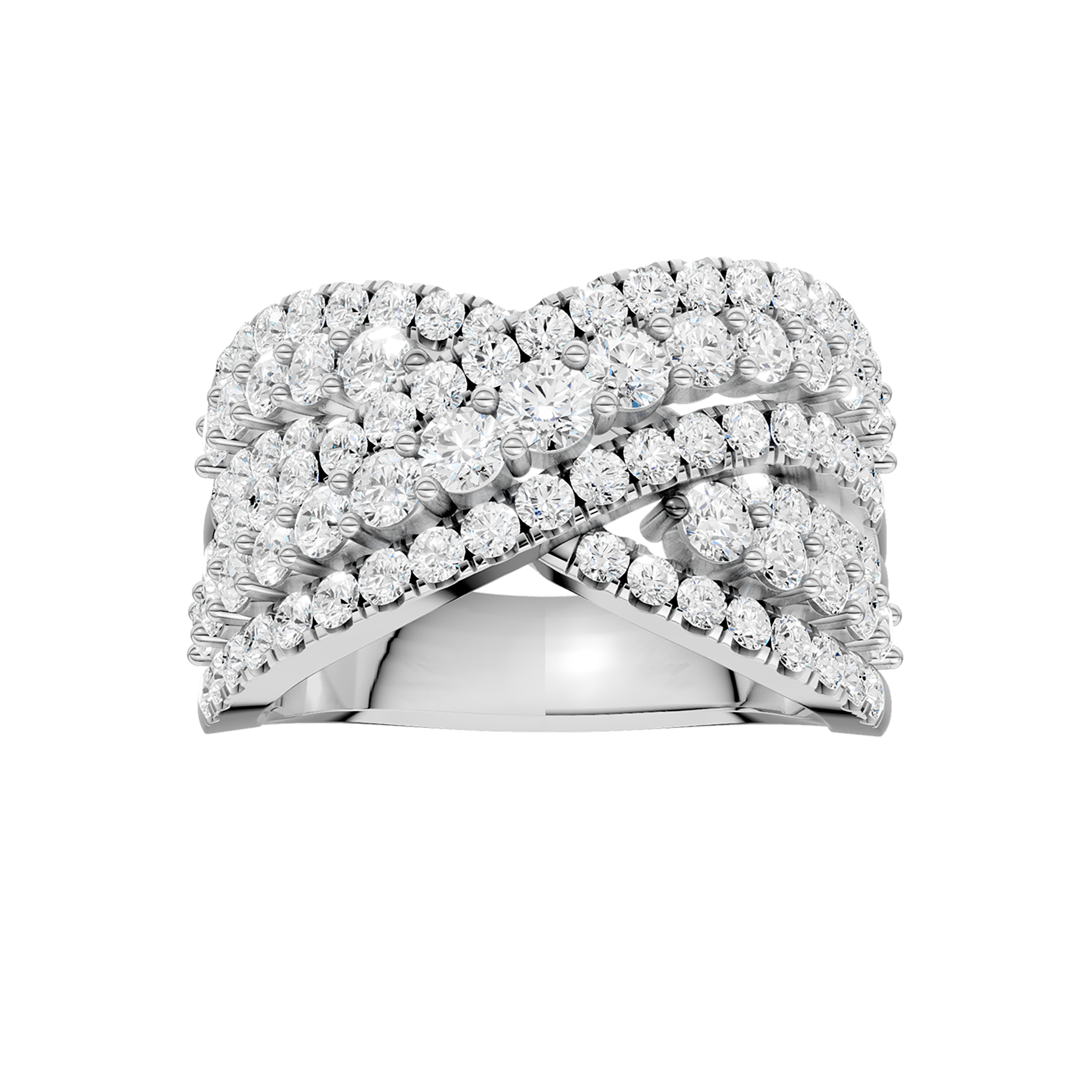 Criss Cross Multi Row Diamond Ring