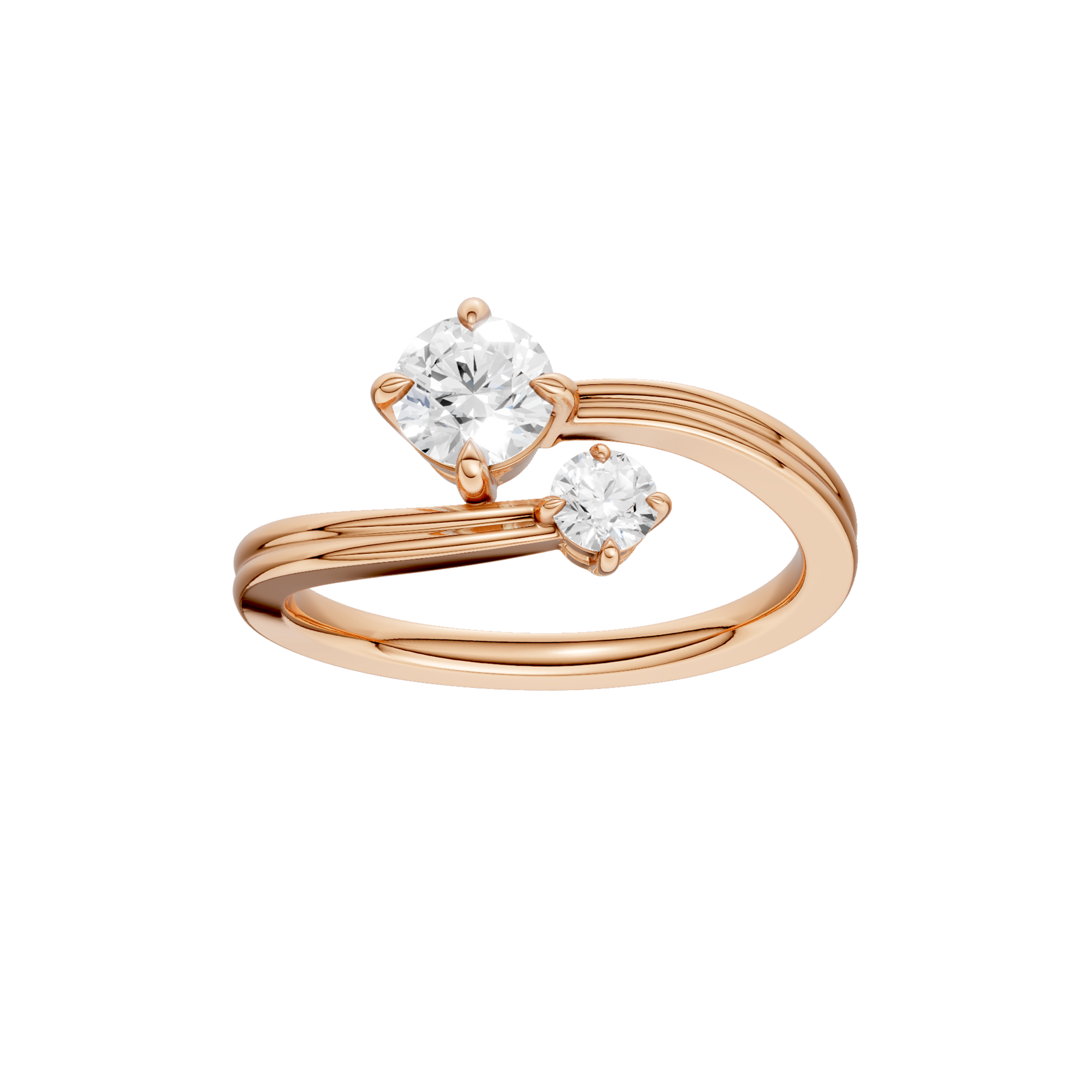 Two-stone Bypass Ring(Round)