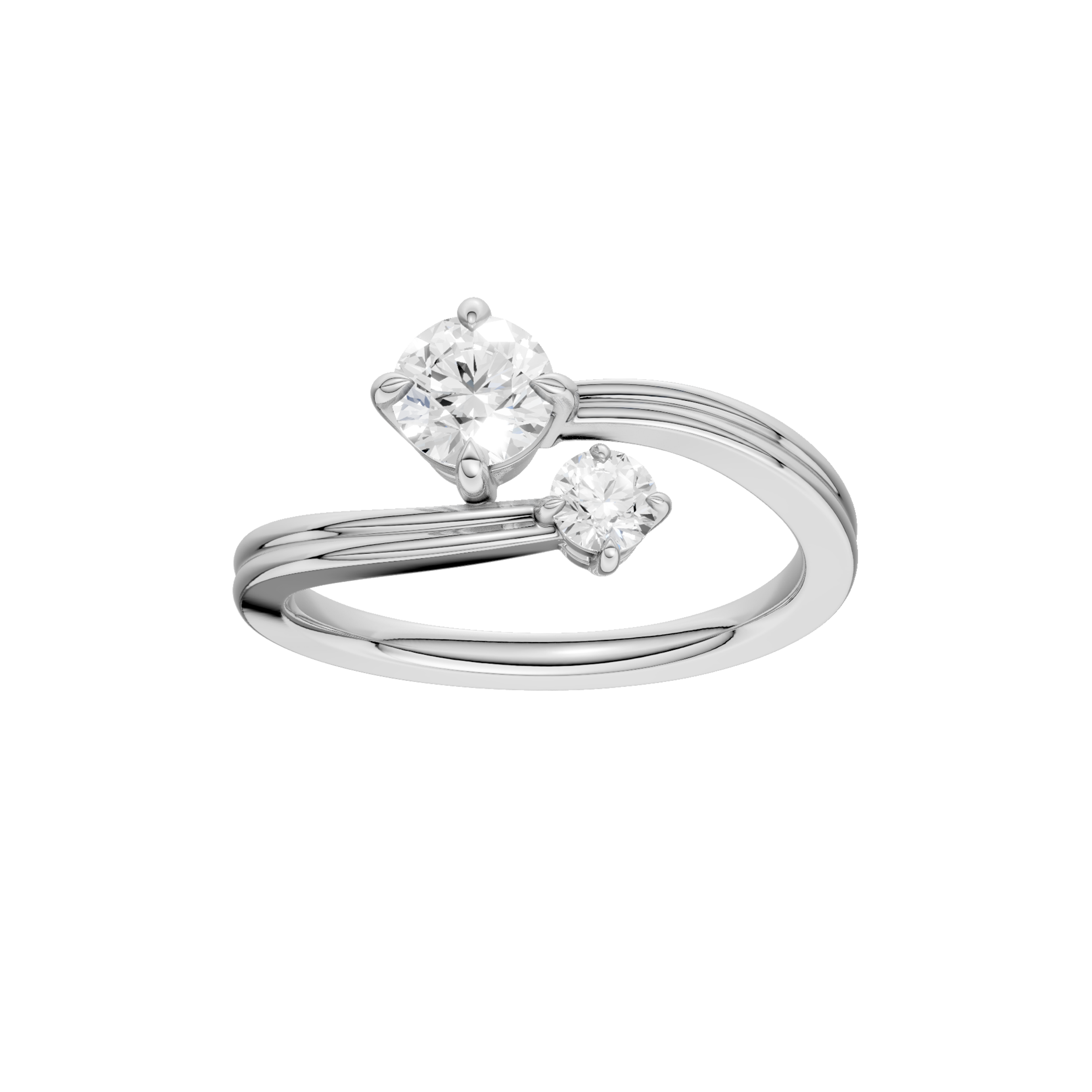 Two-stone Bypass Ring(Round)