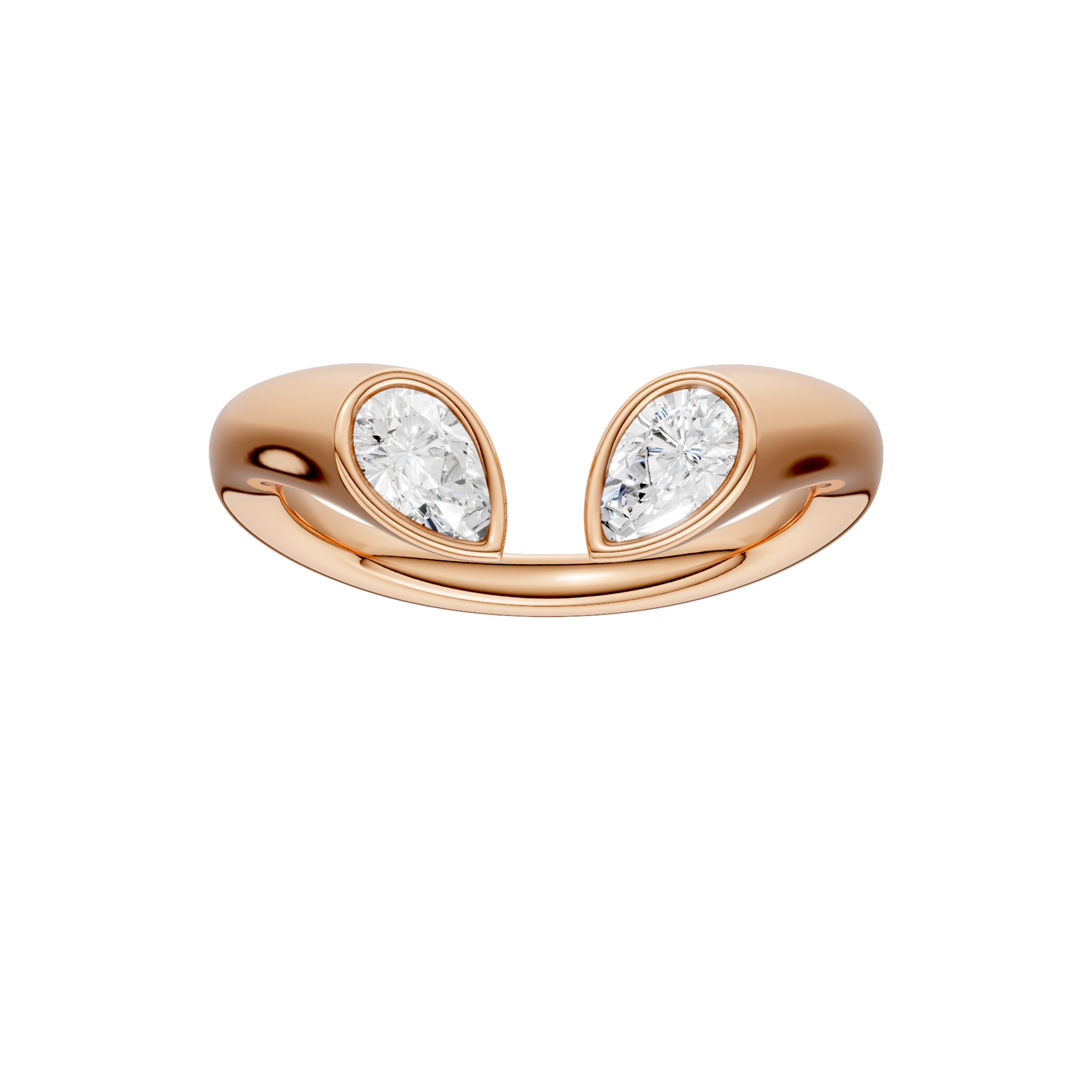 Flush-set Open End Diamond Ring(Pear)