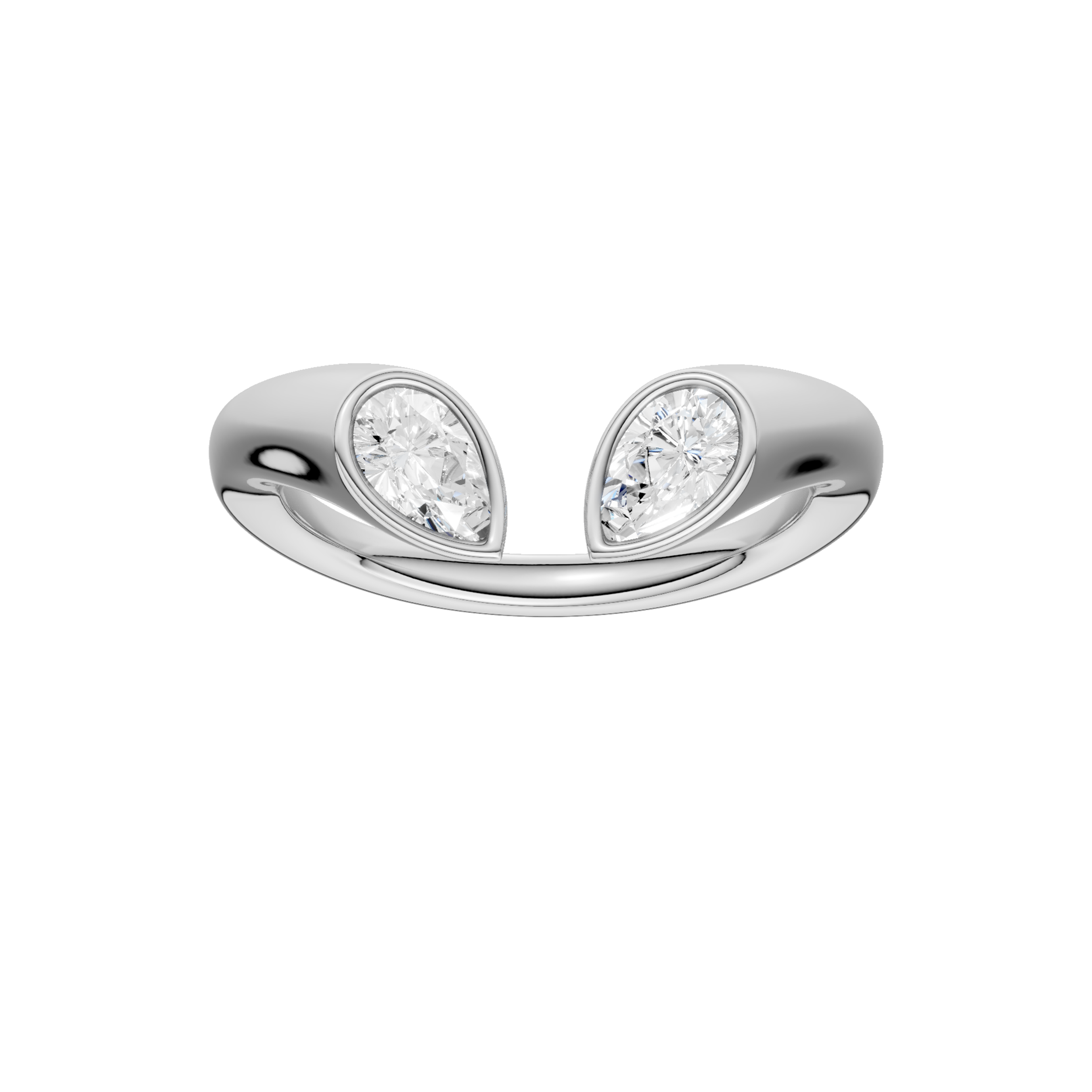 Flush-set Open End Diamond Ring(Pear)