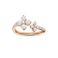 Flower Petals Diamond Cuff Ring(Round)