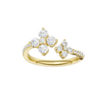 Flower Petals Diamond Cuff Ring(Round)