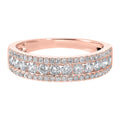 14KT Pink Gold & Diamond 3 Row Fashion Ring