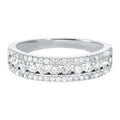 14KT White Gold & Diamond Classic Book 3 Row Fashion Ring  - 1-1/2 ctw