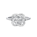 14k White Gold Double Heart Diamond Ring front view