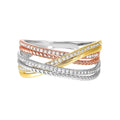 10K Tri-Tone Gold & Diamond Fashion Ring