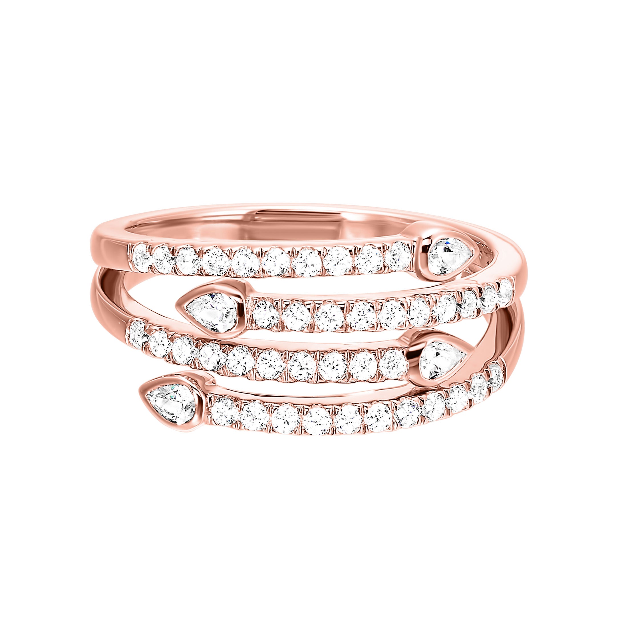 Front View 14k Rose Gold Diamond Fashion Ring