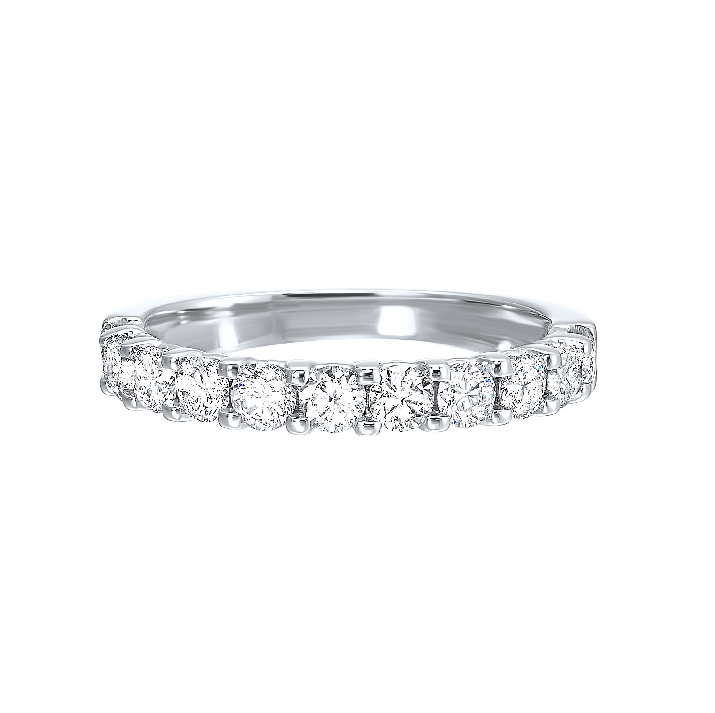Front View 14k White Gold 3/4ctw Diamond Band