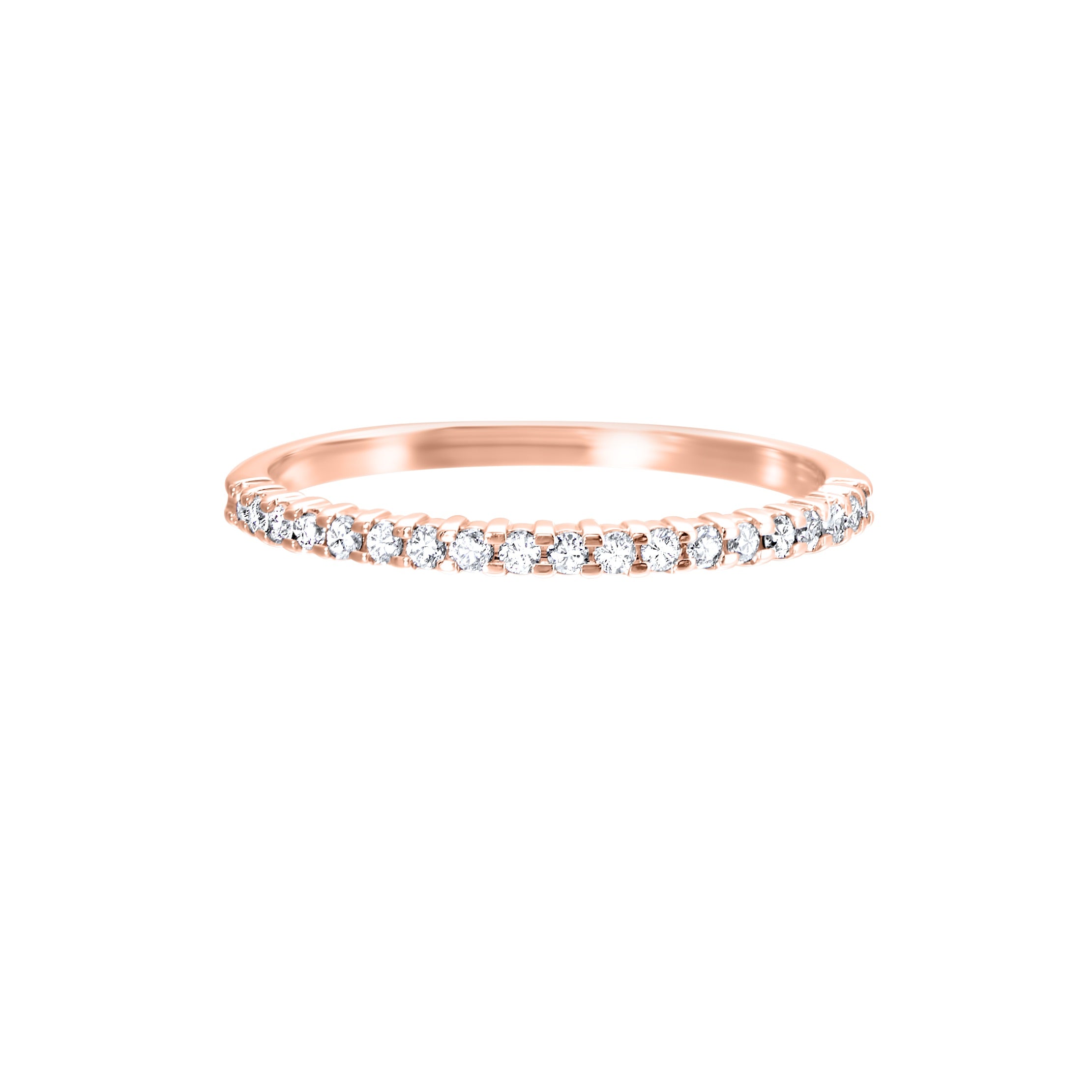 Front View 10K Rose Gold Diamond Band