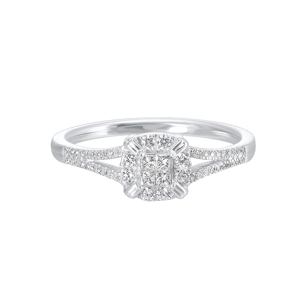 10K White Gold Diamond Ring