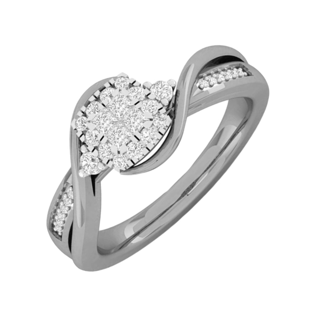 AeElLux 14K White Gold Diamond Ring