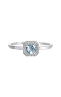 10k White Gold .42ct Aquamarine and .08ct Diamond Ring
