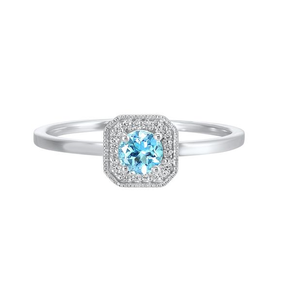 10kt White Gold, Diamond & Blue Topaz Ring
